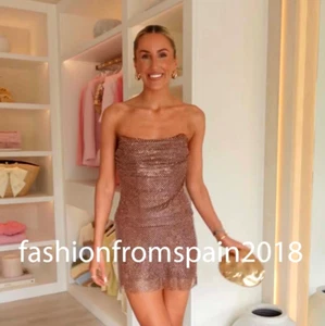 ZARA NEW WOMAN MID-RISE RHINESTONE MINI SKIRT BRONZE XS-XXL 4772/402/312 - Picture 1 of 1