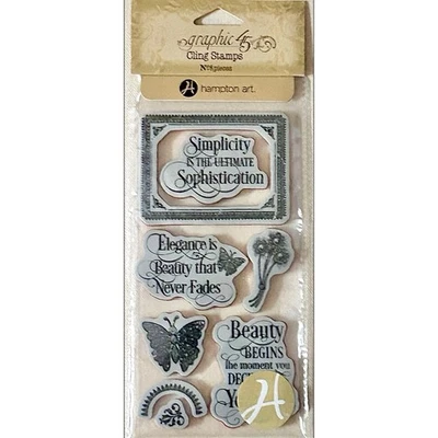 Graphic 45 Cling Rubber Stamps Portrait of a Lady #1 Hampton Art 8-Pieces 2016 - Image 1 of 3