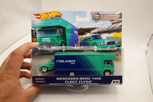 Hot Wheels Car Culture Team Transport (#10) Mercedes 190E + Fleet Flyer (Falken) - Picture 1 of 12