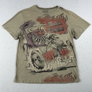 Y2K Ed Roth Rat Fink T Shirt Men’s 2XL Green Graphic Bad News Distressed - Picture 1 of 24