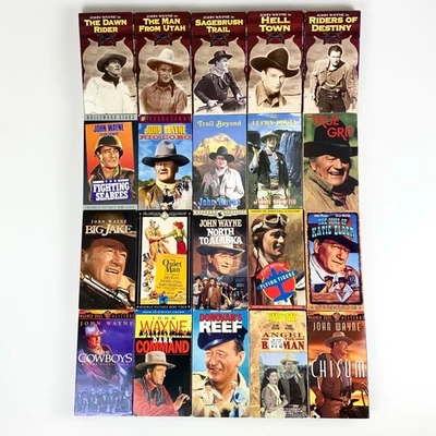 John Wayne -Lot of 20 VHS Movies Westerns, War, Early Films - Image 1 of 4