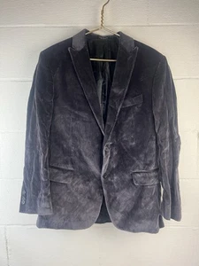 John Varvatos Herren Gr. 40 kurzer grau lila Samt Blazer Sportjacke - Bild 1 von 11