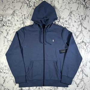 POLO RALPH LAUREN Mens Blue Double Knit Full Zip Hoodie SIZE L BNWT Authentic - Picture 1 of 12