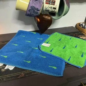Vintage Park B Smith Hand Towel Washcloth Green Geometric Minnow Design A17 - Picture 1 of 5
