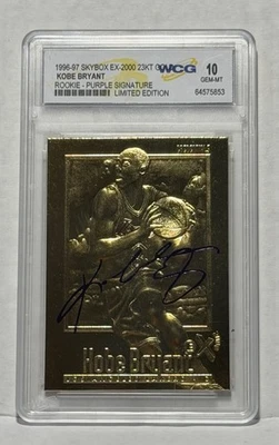 1996-97 Skybox EX-2000 23kt Gold Kobe Bryant Rookie Purple Signature LE WCG 10 - Image 1 of 2
