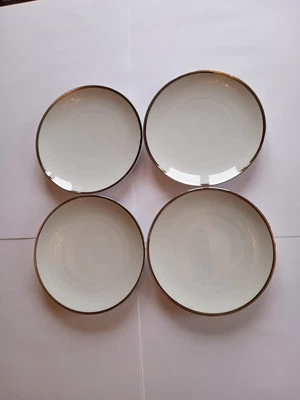 Plato de ensalada/lado blanco Thomas porcelana Alemania x 4 con borde plateado. Dia 17,5 Foto 1 de 4