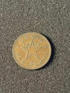 1958 Ghana One Penny Coin Kwame Nkrumah Star World Coin Ghana 1 Penny - Picture 1 of 5