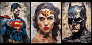 A3 Set Of 3 Superman Wonder Woman Batman Poster Print Wall Art Home Decor Kids - Picture 1 of 5