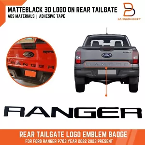 MATTE BLACK 3D LOGO REAR TAILGATE BADGE EMBLEM FOR FORD RANGER P703 2022 2023 - Picture 1 of 5