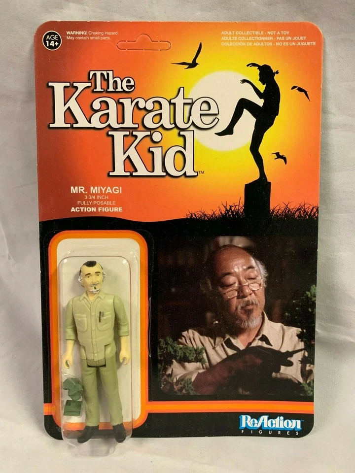 Mr Miyagi Johnny Karate Kid Reaction Figure Funko Super7 MOC Unpunched