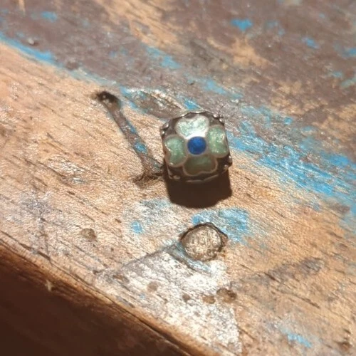 Authentic PANDORA .925 Sterling Silver Blue Daisy Flower Design & Enamel Bead - Image 1 of 1