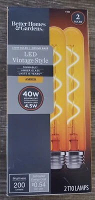 2 Pack LED Vintage Style Amber Tube Light 40 Watts T10 Lamps 200 Lumens 4.5w - Image 1 of 4