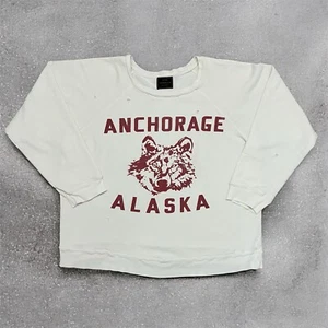 Free People Retro Brand Black Label Alaska Distressed Sweatshirt Women’s XS Wolf - Picture 1 of 5