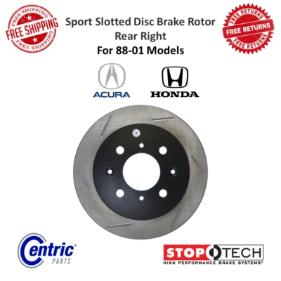 StopTech Sport Slotted Disc Brake Rotor Rear Right For Honda CRX, Acura Integra - Image 1 of 4
