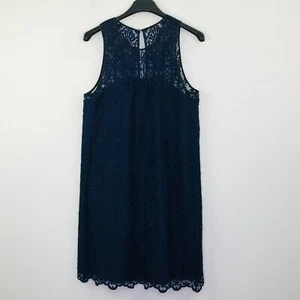 Joie Women's Large Mini Dress Blue Fahfia Lace Sleeveless Shift Sheer Yoke I23 - Picture 1 of 5