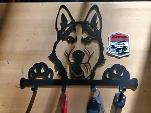 Husky Portachiavi Guinzaglio Metallo Parete Arte Taglio Plasma Idea Regalo - Foto 1 di 1