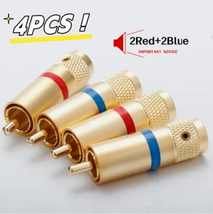 4PCS Audio 24K Gold Plated RCA Connector HIFI RCA Plug DIY RCA Cable Connector - Picture 1 of 7
