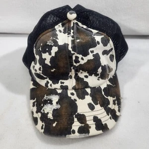 C.C. Crisscross Ponytail Hat Cheetah Animal Print/ Black Women Adjustable - Picture 1 of 7