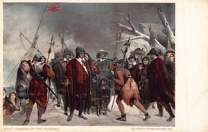 Postcard MA: Landing of the Pilgrims, Antique UDB 1900's, Detroit Publishing - Picture 1 of 2