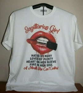Sagittarius Girl...Hated- Loved- Mouth She Can't Control T-Shirt, X-Large, White - Picture 1 of 5