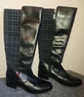 Marc Joseph New York Black Leather & Plaid Riding Boots, Women's Size 7