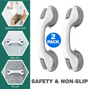 2 X SAFETY SUPPORT HAND RAIL HANDLE BAR GRIP GRAB SUCTION BATH BATHROOM SHOWER - Picture 1 of 16