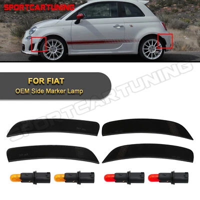 For 2011-2019 Fiat 500 Smoked OE Fender Side Marker Light Front Rear Lamp 4pcs Foto 1 de 4