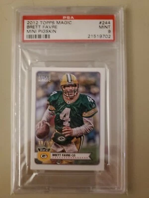 2012 Topps Magic Brett Favre MINI PIGSKIN /50 card #244 graded PSA 9 POP 4 - Image 1 of 2
