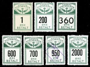 Norway Railway Stamps - Norges Statsbaner - 7 Diff Parcel Stamps