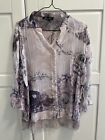 David And Jessie Womens Pink Sheer Floral Blouse Shirt - Size Small