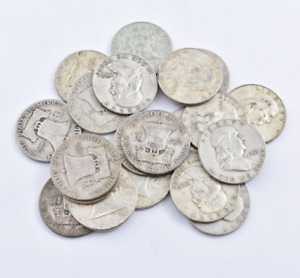 (20) Franklin Half Dollar $10 Face Value 90% Silver Roll Bulk Lot Collection
