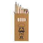 6 x 'Chef Girl' Krótkie ołówki 85mm / Kolorowy zestaw ołówków (PE00001101)