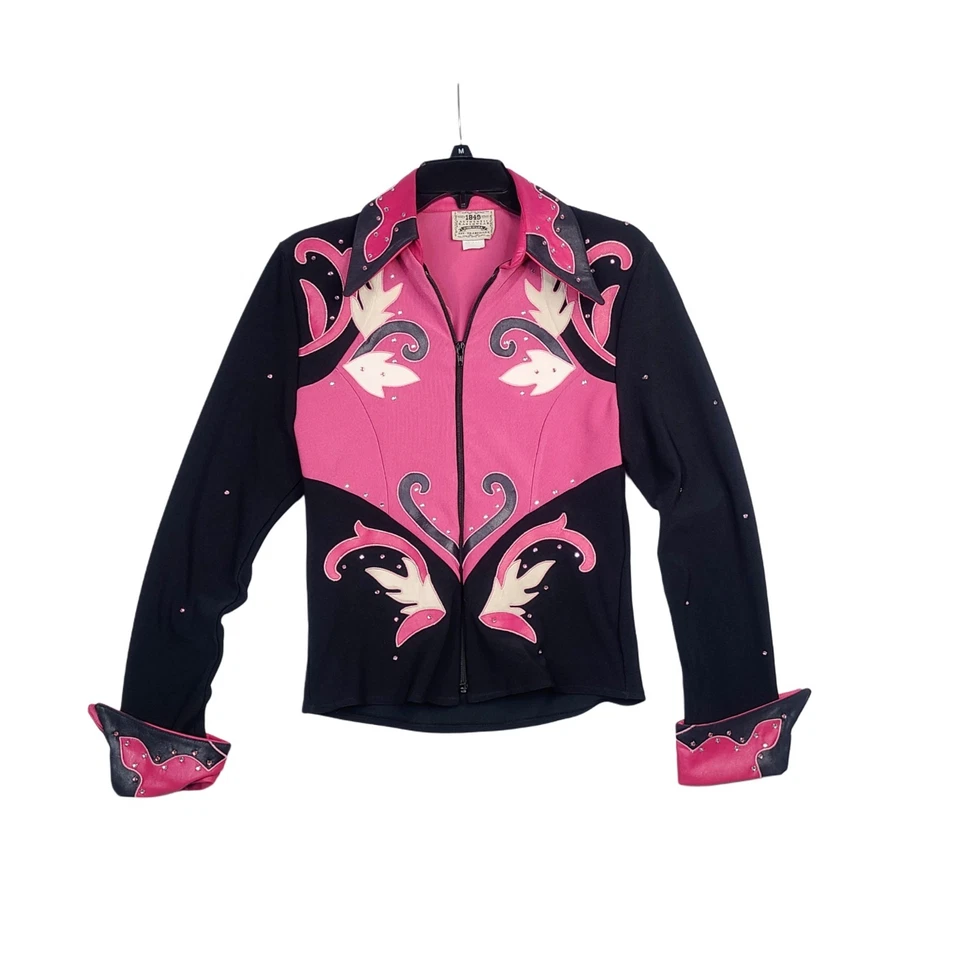 Chaqueta vintage 1849 Ranchwear Show camisa con cremallera para mujer pequeña adornada hecha en EE. UU. Foto 1 de 4