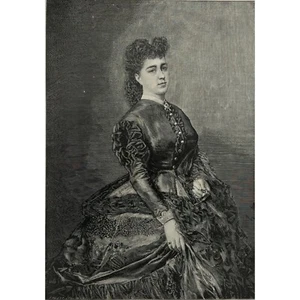 UNA DAMA ESPAÑOLA - Original 1881 Antiguo Estampado Grabado - Precioso Vestido Bonito Dama - Imagen 1 de 2