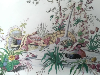 Assiette A décor de Poissons Canard et Fontaine A identifier Ancienne  - Photo 1/4