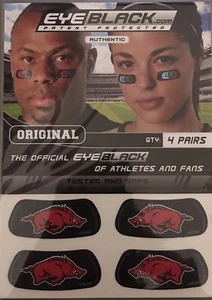 Authentic EYEBLACK under eye sticker 4 Pair Arkansas Razorback Sport Team Spirit - Picture 1 of 1