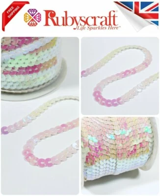 Iridescent AB  3 Metres Flat Sequin, Ribbon Lace, Trim 6mm Sewing Art & Crafts - Image 1 of 4
