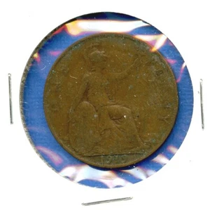 1919 English One Penny Great Britain #17 King George V Bronze Cent 1c England UK - Picture 1 of 3
