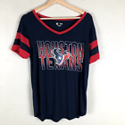 Houston Texans Shirt Womens Small Blue Stretch Glitter Logo V Neck NFL Football