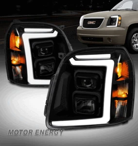 Fit 07-14 GMC Yukon XL LED Tube Projector Headlights Lamp Black/Smoke Left+Right - Bild 1 von 12