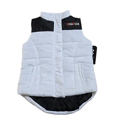 ROCKWEAR девочек белый черный без рукавов молнии Puff жилет куртка размер 5 новый с Ярлыками - Изображение 1 из 4