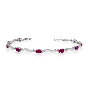 7" 14K White Gold Oval Ruby & Diamond Bracelet TB2115XW-07 - Picture 1 of 1