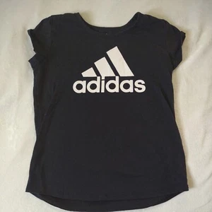 Adidas Girls Short Sleeve T-Shirt Black Size L (14) Short Sleeve - Picture 1 of 3