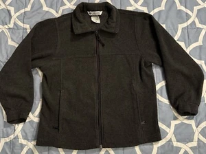Youths Sz 10-12 Columbia Fleece Jacket Full Zip Dark Grey Collared & Zip Pockets - Picture 1 of 6