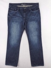 Kenneth Cole Mens Relaxed Bootcut Jeans 40x32 Classic Heavy Denim Distressed