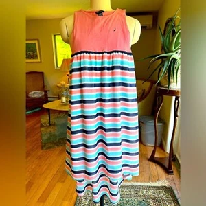 Nautical peach flowy striped dress - Picture 1 of 4