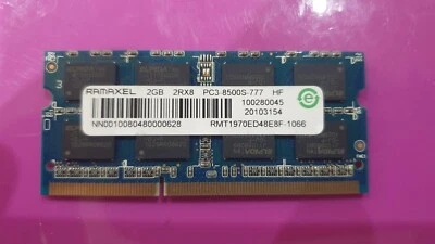 RAMAXEL 2GB RAM MEMORY DDR3 PC3-8500S-777 RMT1970ED48E8F 2Rx8 for laptop hp dell - Image 1 of 2