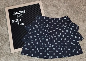 gymboree Girls ruffle skirt Size 4 Black with Silver polka dots Tiered Ruffled - Picture 1 of 1