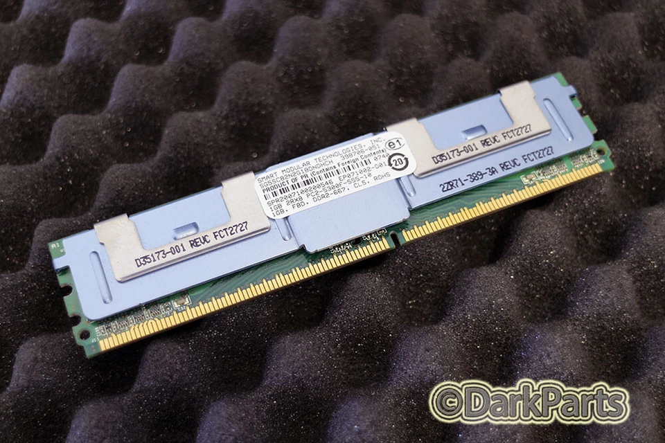 HP 398706-051 Smart SG5SC82N2G1BDNDHCH PC2-5300F-555-10 1GB Server Memory RAM - Image 1 of 1