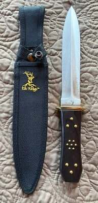 Nuevo en caja Cuchillo de madera de hoja fija de doble filo Elk Ridge Dagger con funda ER-105 Foto 1 de 4